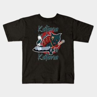 Fierce Repeated Katana Text Cat Kids T-Shirt